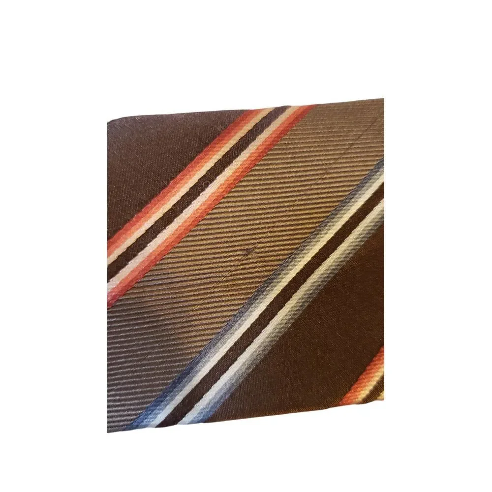 Liz Clairborne Mens Colorful Striped‎ Brown Pattern Silk Business Necktie